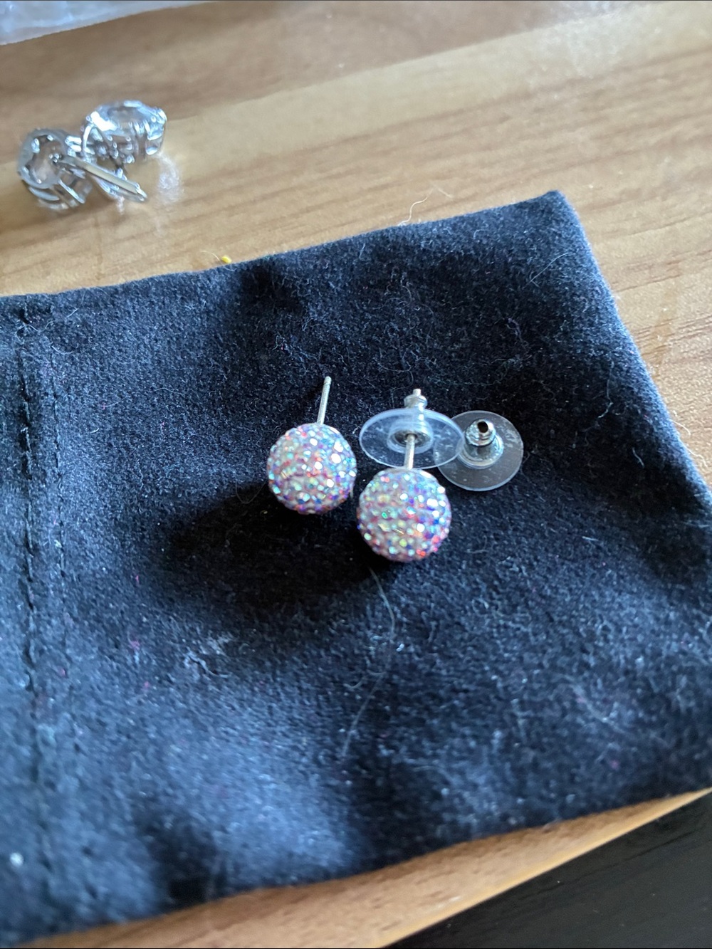 Authentic Hillberg and Berk sterling silver large A.B sparkle ball stud earrings
